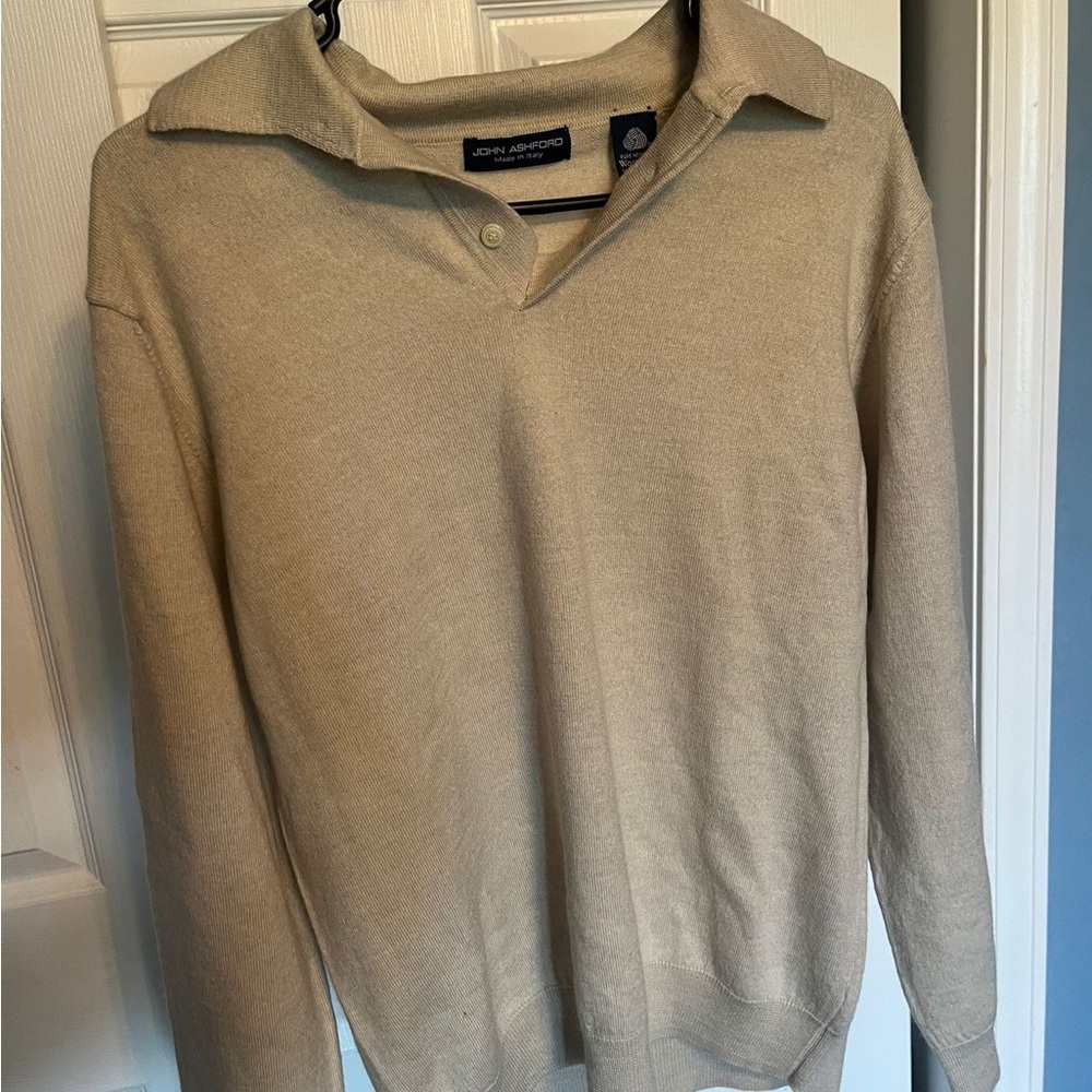 John Ashford Men's Beige V-Neck Sweater